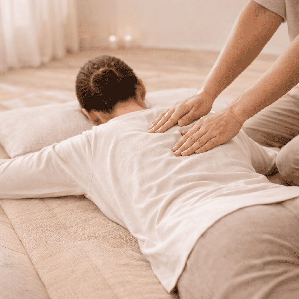 shiatsu massage auf Matte am Boden bekleidet japanische trdition padme erlenstegen